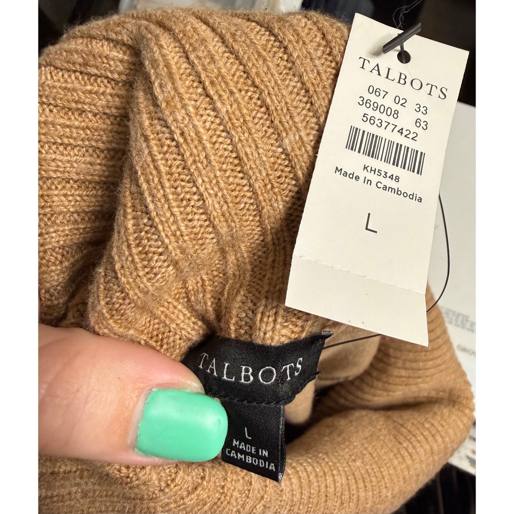 NWT Talbots Women L Sweater Vest Knit Camel Cowl Neck Shell Chic Workwear Tank - Picture 4 of 5